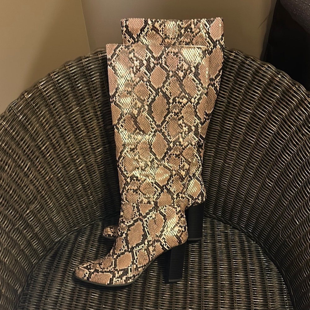 a new day Snakeskin Pattern Knee High Heeled Boots